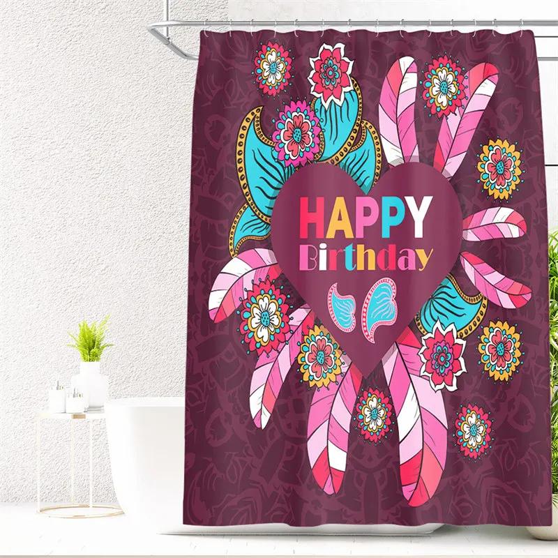Feather Green Shower Curtain Liner Dreamcatcher Fabric Shower Curtain Waterproof Bath Curtain with Hooks Stall Home Decoration