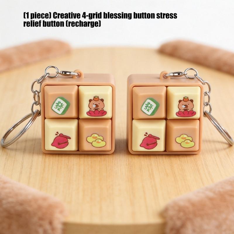 Mini 4x4cm ABS Plastic Fidgets Clickers Cats Design Stress Reliever For Focused And Anxiety Relief
