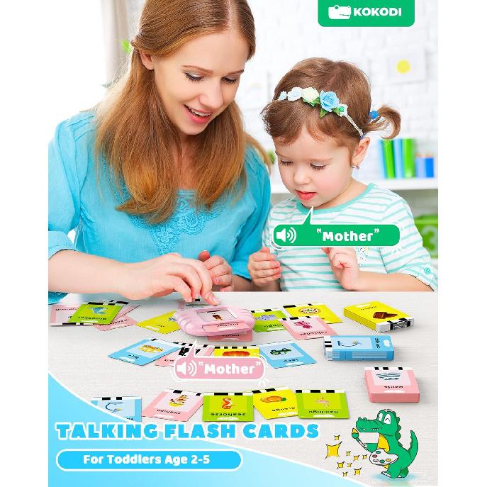 KOKODI Talking Flash Cards for Toddler Girls Toys Age 3+, Speech Therapy Toy 224 Sight Words Speech Therapy Toys Learning Alphabet Educational