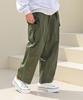 Jikeulib Elastic Waist Pintuck Flap Pocket Wide Cargo Pants