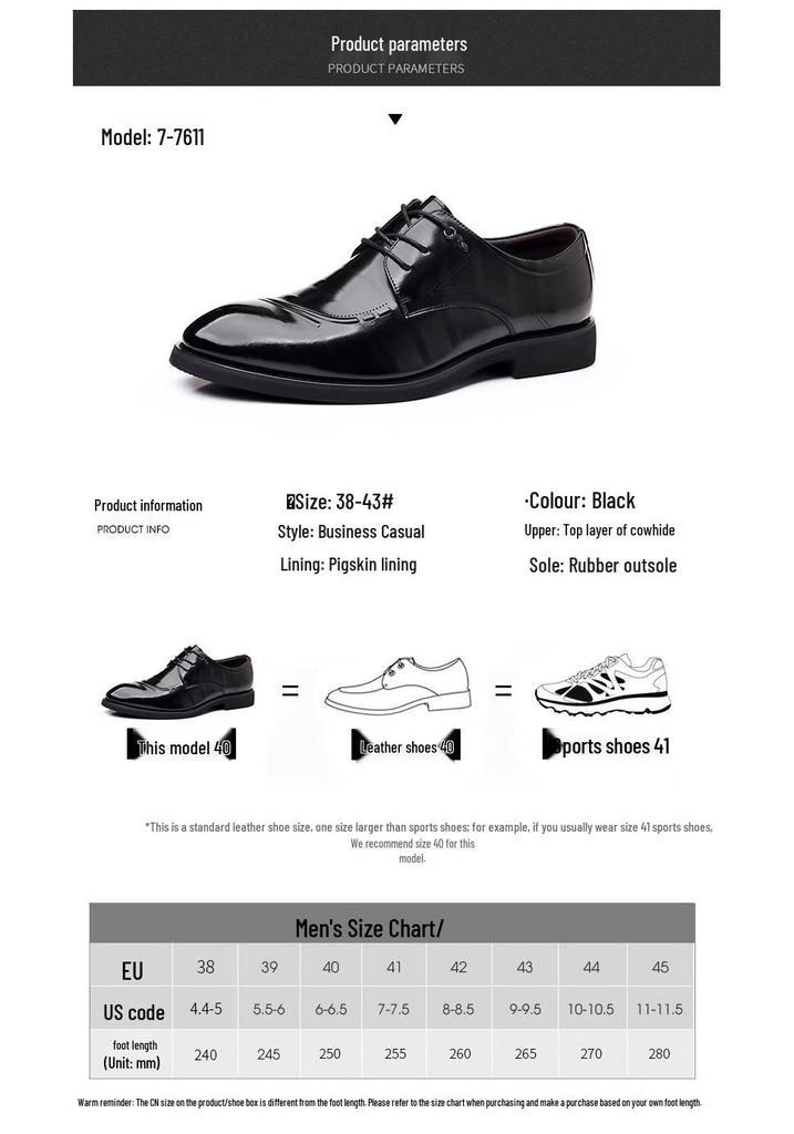 New Men's Genuine Leather British Style Derby Shoes - Breathable, Fashionable, Casual, and Formal.