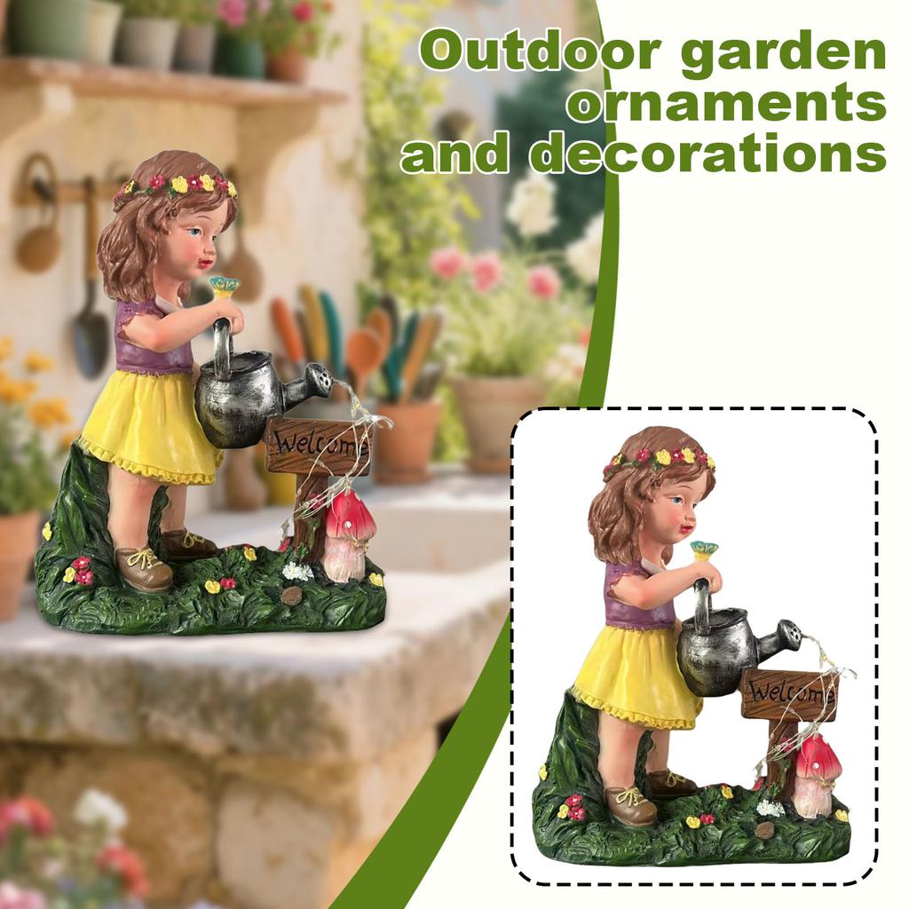 Courtyard Decoration Outdoor Garden American Country/ Gardening Decorations Cartoon Resin Figure Girl Ornaments