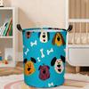 1pc Cute Puppy Dog Laundry Basket with Bone Print - Collapsible Round Fabric Storage Bin, Bright Blue Suitable for Room,, Dorm, Organizer, Clothes Ham