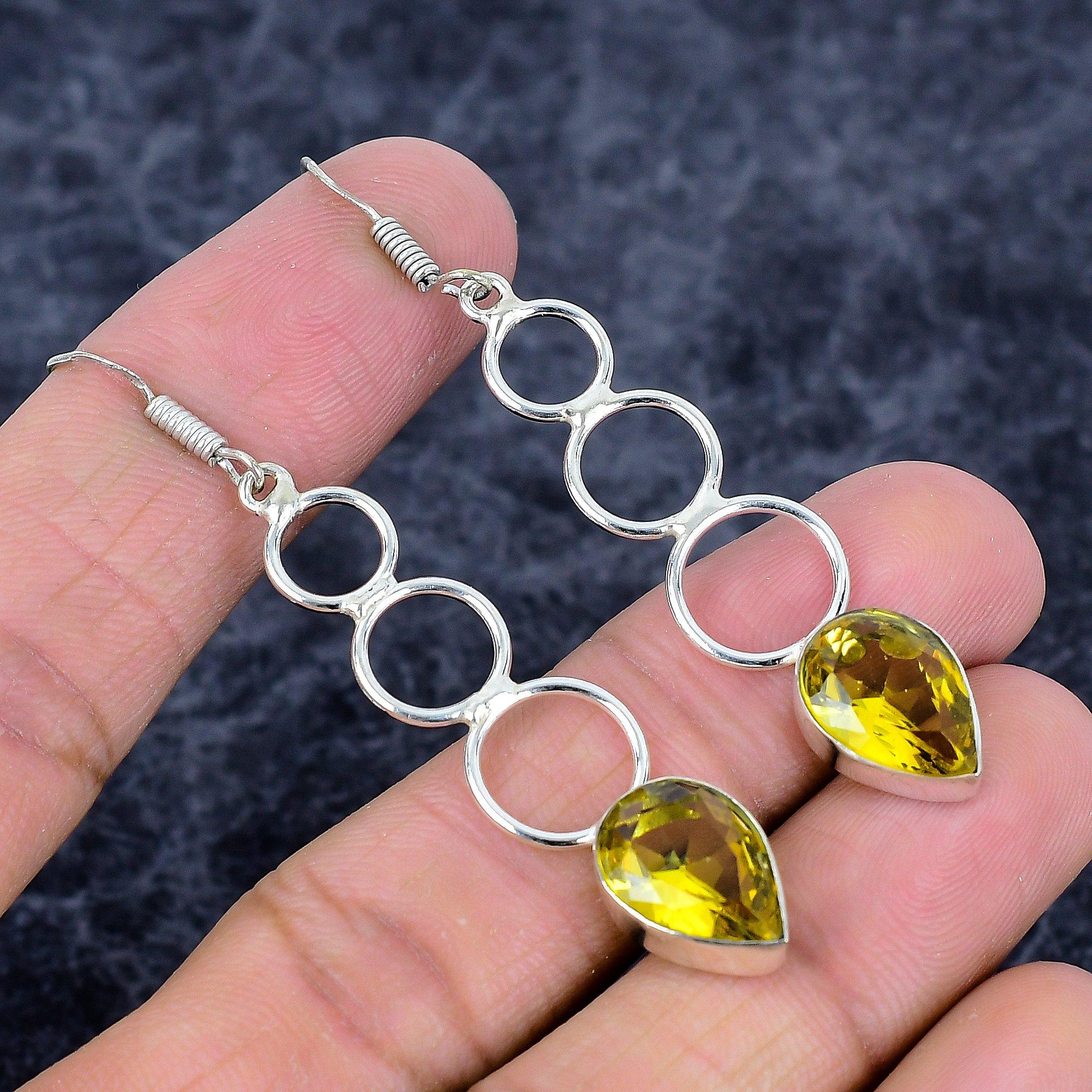 

Citrine Gemstone Handmade 925 Sterling Silver Jewelry Earring 2.64 M-3310