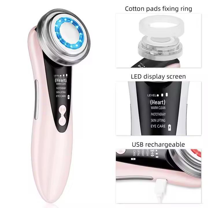 Multi-functional Beauty Device: Red/Blue Light Facial Cleanser and Eye Massager