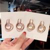Rscvonm 3 Color Classic Shell Stud Earrings Rose Gold Small Circles Shining Rhinestone Earring For Women Jewelry Bijoux Gift