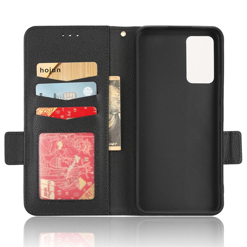 TCL 408 Leather Case, Flip Card Holder with Lanyard and Lychee Pattern