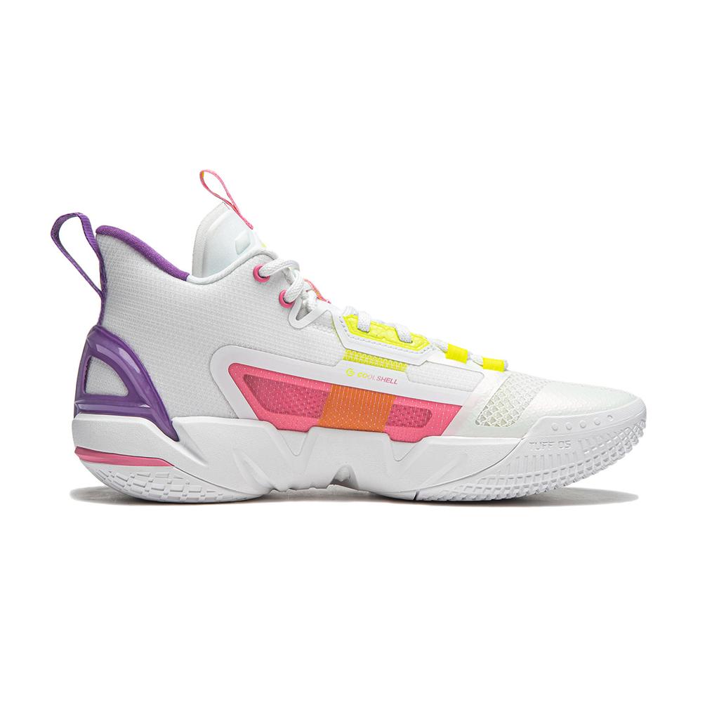 Li Ning Fan Wu 4 Militärstrategie Basketballschuhe Herren Sneaker Weiß Gelb Pink ABFU015-1