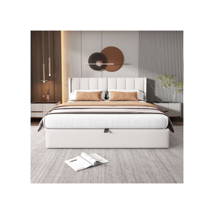 Lit capitonné - MUVOE - Binaural - 140 x 200 cm - LED - Tête de lit réglable