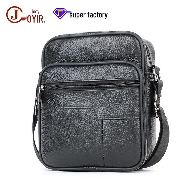 Men's Genuine Leather Crossbody Shoulder Bag - Korean Style Business Casual