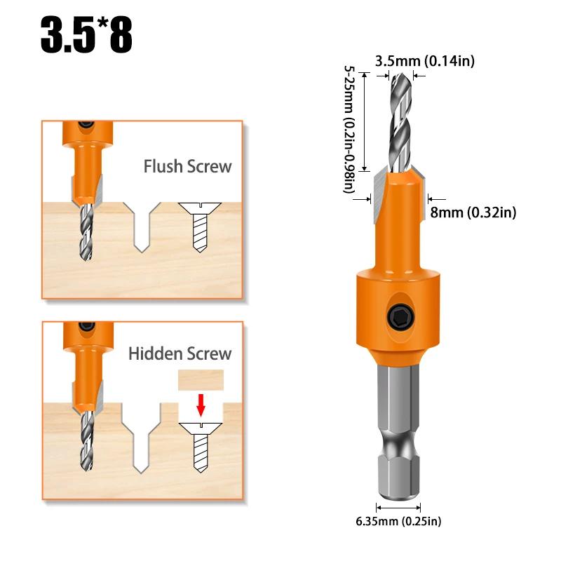 1-5PCS 8mm Shank HSS Woodworking Countersink Router Bit Screw Extractor Remon  for Wood Milling Cutter