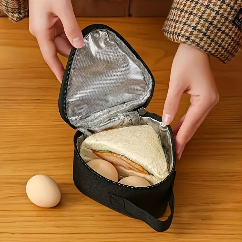 2Pcs Triangle Insulated Lunch Bag Portable Rice Ball Sandwich Pouch Thermal Bento Carrier Mini Food Storage Tote