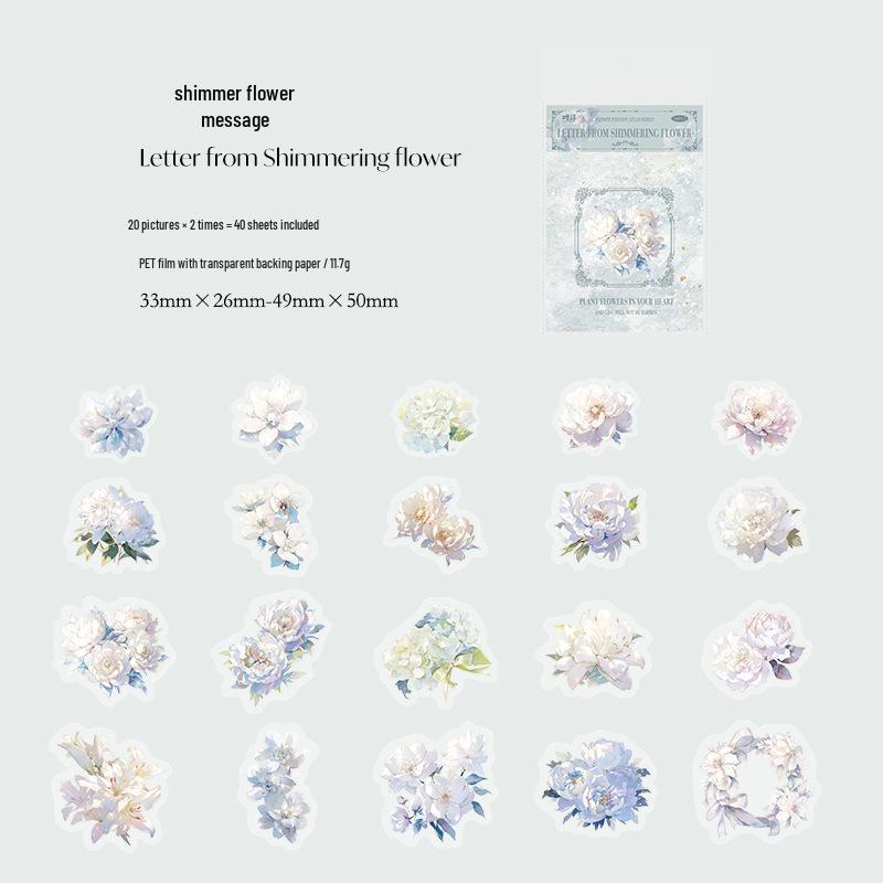 Flower Fantasy Illustration PET Sticker Pack: 40 Decorative Sheets for Journals & Collages