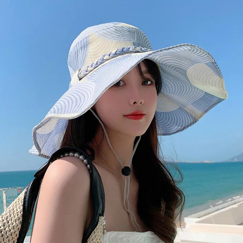 WTEMPO Retro Elegant Wide Brim Mesh Bow Large Sun Hats Women's Summer Casual Versatile Outdoor Beach Holiday Sunshade Hats