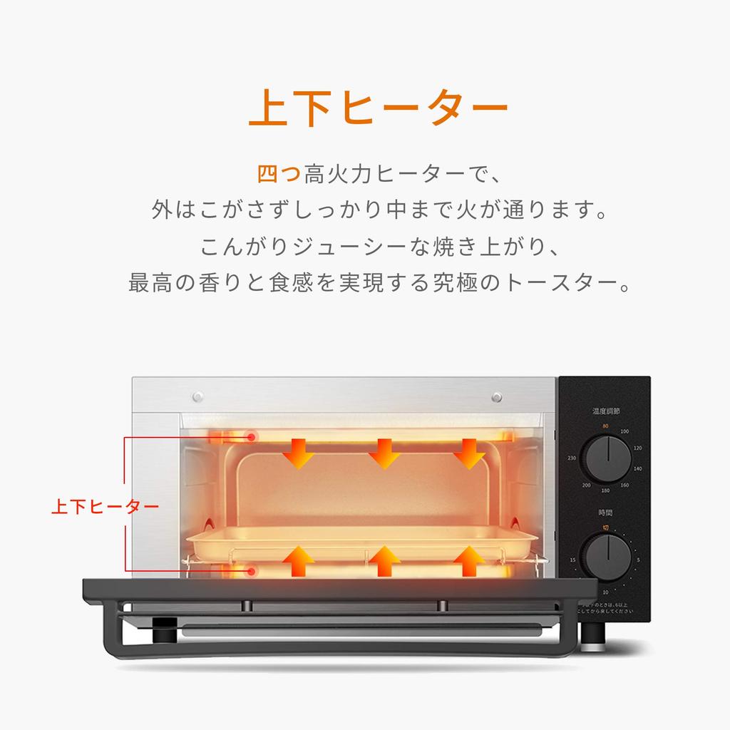 Toaster 4 Pieces Large Timer Stepless Temperature 4 Upper and Lower Tray Easy to Space Saving New New Life COMFEE' Oven, Toast, 12L, Interior,