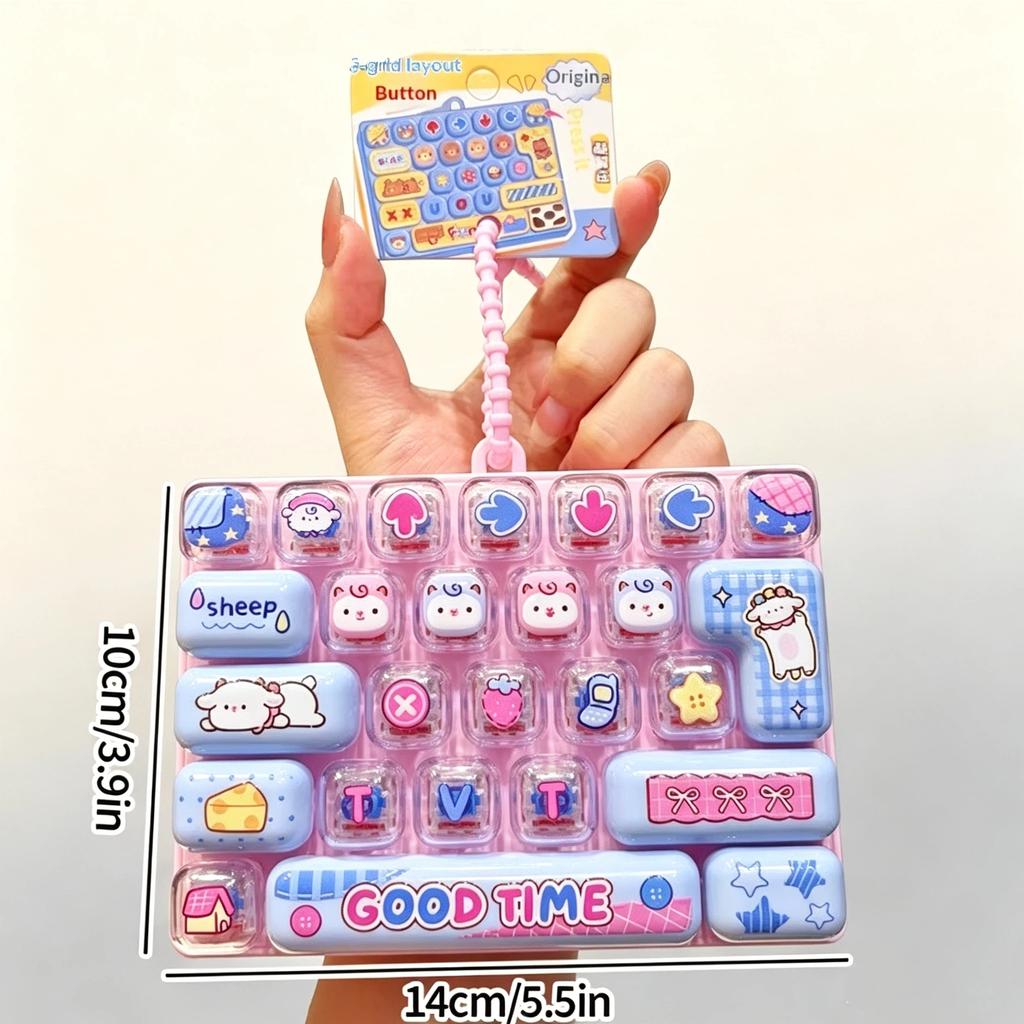 Mini Keyboard Stress Relief Fidget Toy Soft Pressable Lovely Animal Prints Sensory Toy for Kids Birthday Gifts