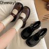 Frühling Britischer Stil Damen Mary Jane Schuhe Schlichte Runde Zehenpartie Weiche Sohle Schuhe Weiblich Elegant Dicker Absatz Leder Einzelne Schuhe