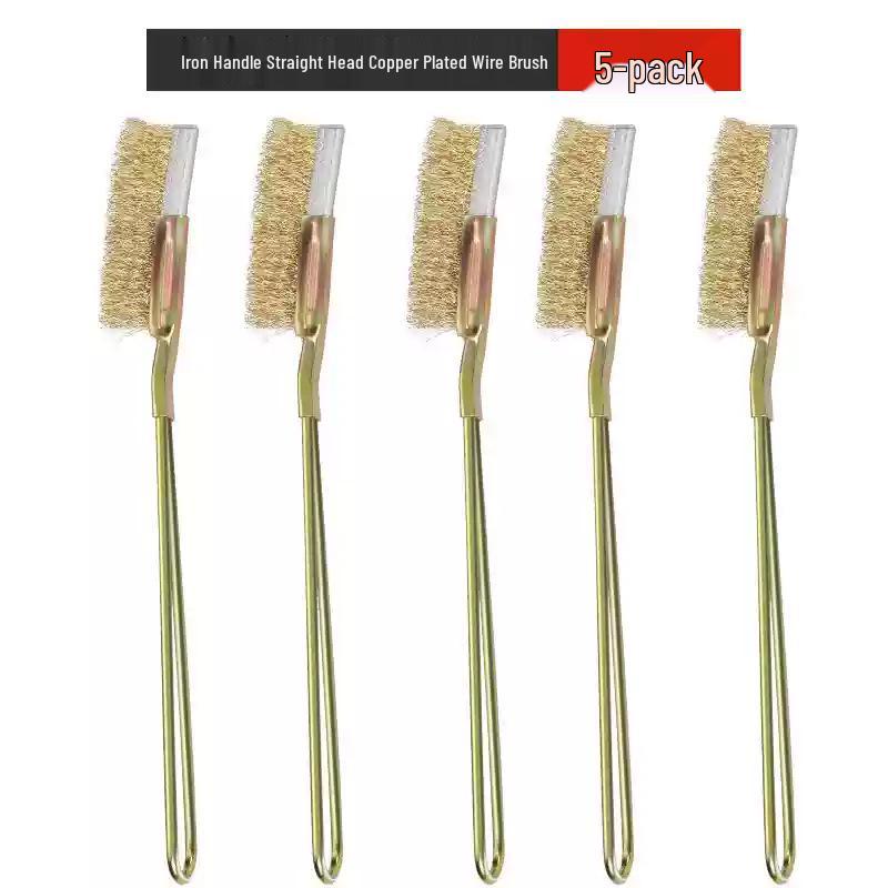 Iron Handle Wire Brush for Cleaning and Rust Removal - Bent Head, Stainless Steel, Nylon, Mini Size