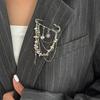 Elegantní řetízek na kalhoty ve tvaru srdce s kamínky, nastavitelný, jako brož pro dekoraci oblečení a styling outfitu