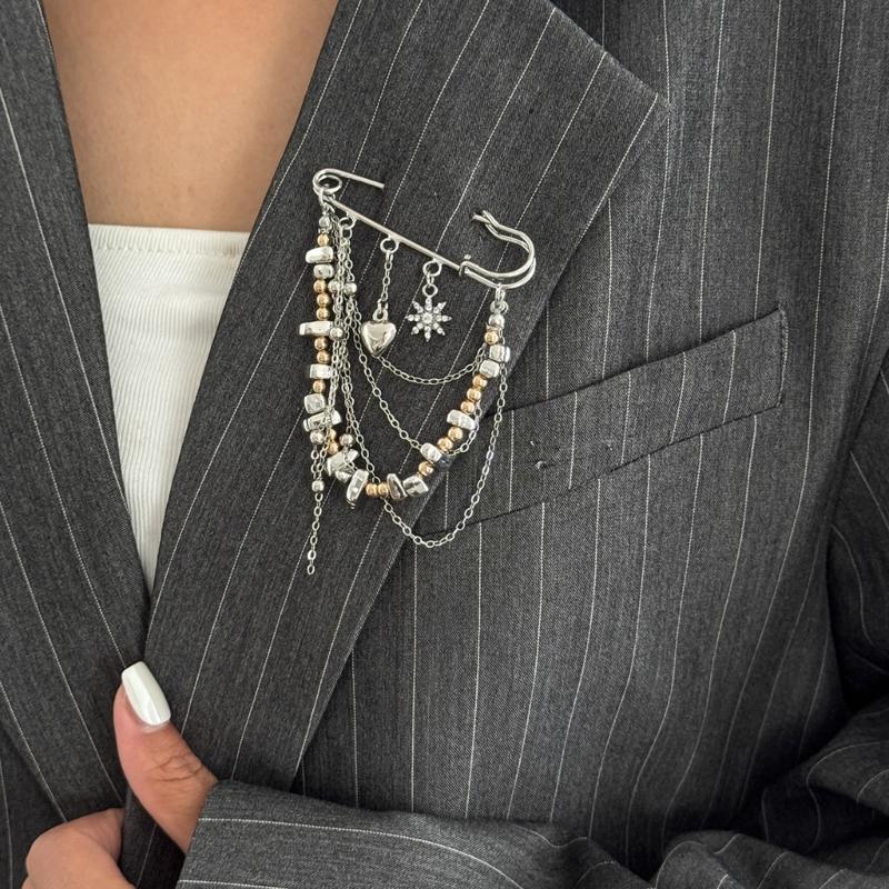 Elegantní řetízek na kalhoty ve tvaru srdce s kamínky, nastavitelný, jako brož pro dekoraci oblečení a styling outfitu