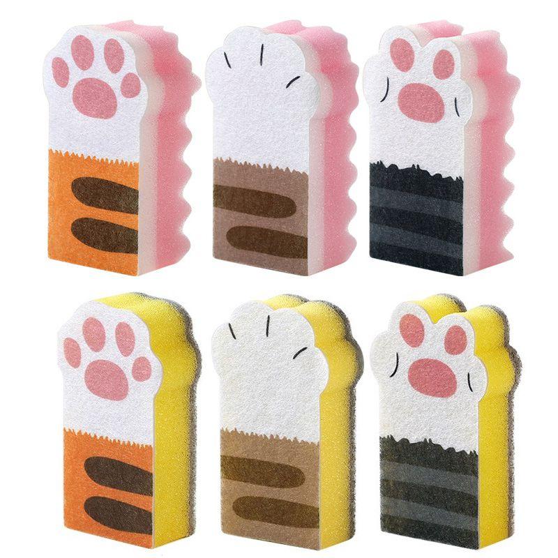 Cat Claw 3pcs Sponge Wipe Thickening Kitchen Brush Pot Dishwashing Block Cleaner