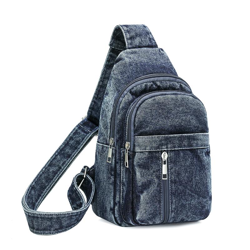 Vintage Damen Brusttasche Multifunktionale Schulter-Crossbody-Tasche Style1 dunkelblaue