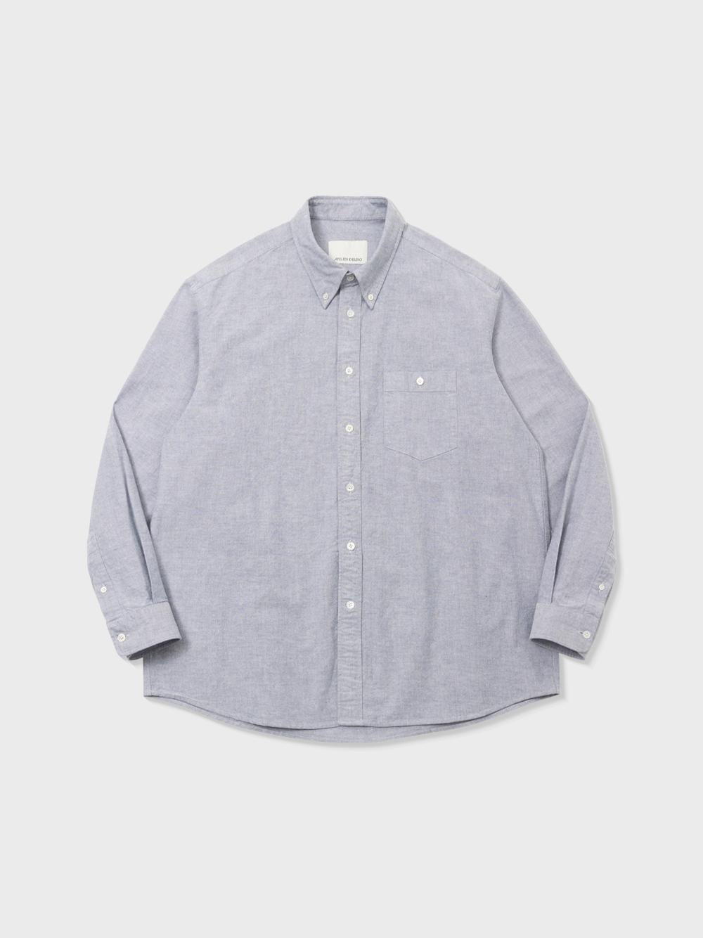 Atelier Deldio Cotton Silk Nep Oxford Shirt (Silver) L