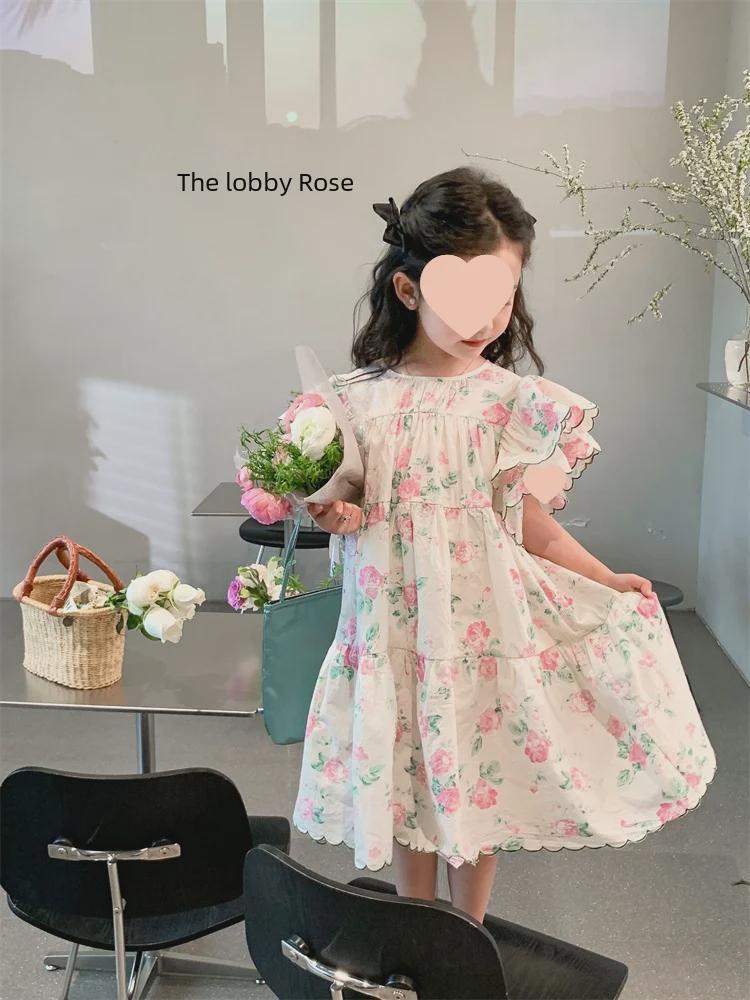 Rochie coreeană de prințesă cu imprimeu floral dulce pentru fete - Stil de vară 2024