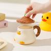 Cana din ceramică cu capac, cu capac, pentru birou și ceașcă de cafea pentru uz casnic, pere de rață, vase de băutură pentru cuplu.