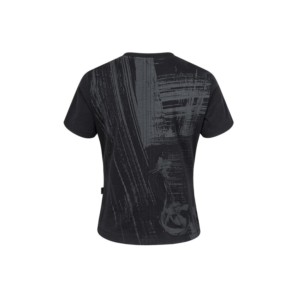 Li Ning Kung Fu Series Comfortable Casual Short Sleeve T-Shirt Women Tops Black AHSW826-3