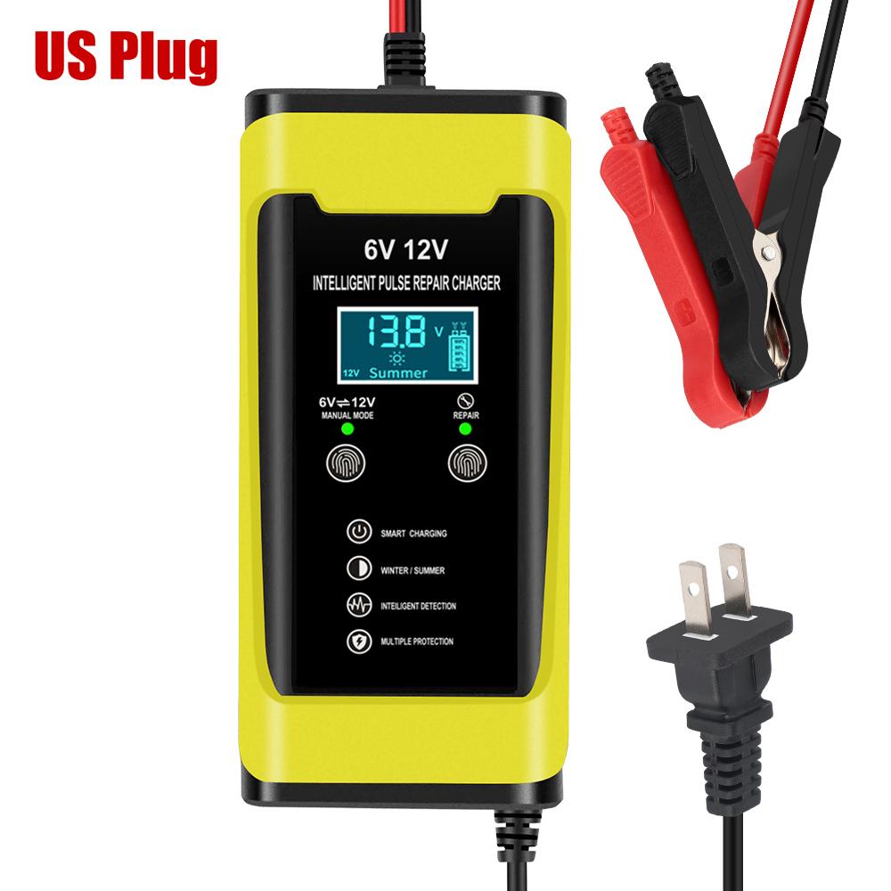 6A 12V Digital Chargers Car Battery Maintenance Smart Pulse Repair Storage Cell Lead Acid Batteries Chargers For Boat Motorcycle
