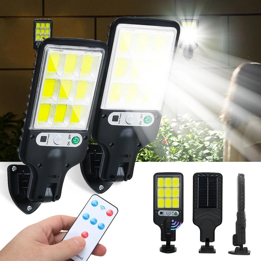 Outdoor Solar LED Lights Waterproof 8000Lumen Super Bright Wall Lamp With Motion Sensor Remote Control Garden Street Light