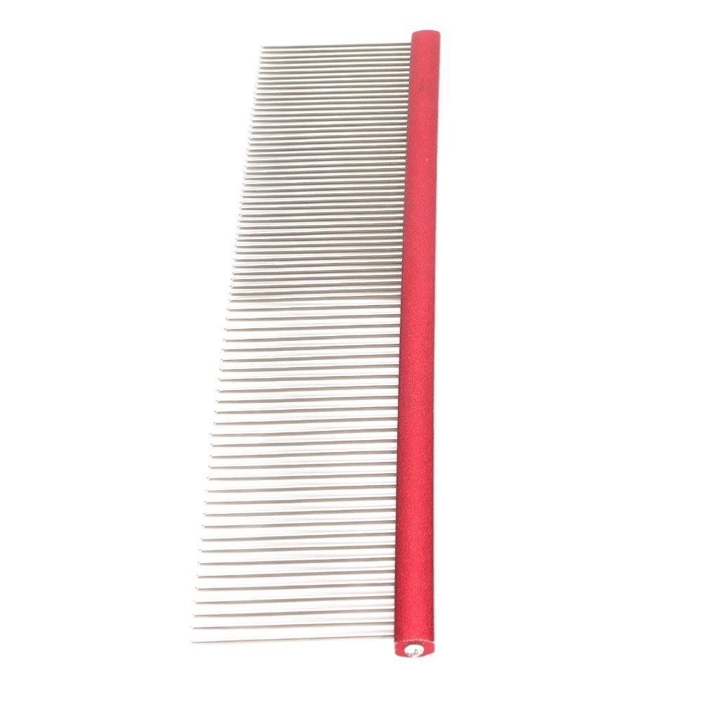 Non Slip Handle Pet Straight Comb Metal Cat Hair Comb Pet Detangling Comb  All Hair Lengths