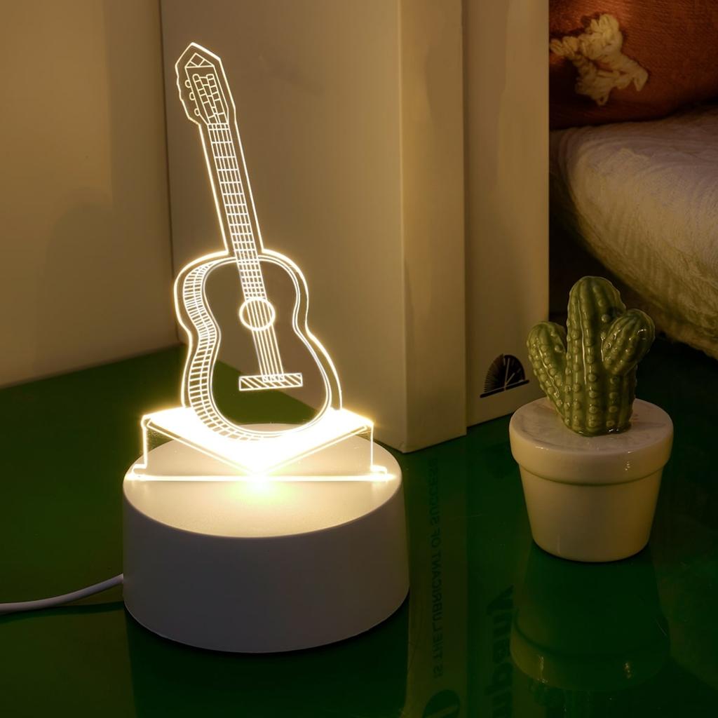 Einzigartiges 3D-Gitarren-LED-Nachtlicht - Geeignet für Schlafzimmer, Wohnzimmer, Büro - Geschenk für Musikliebhaber, Freunde und Familie