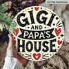 2D Flat, 1pc Round Aluminum "Gigi and Papa's House" Sign, Cute Heart & Star Wall Decor, Whimsical Black and White Style, Waterproof & Durable
