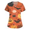 Damenmode Cross V-Ausschnitt Kurzarm Overalls Doppeltaschen Halloween Bedruckte Oberteile Uniformen