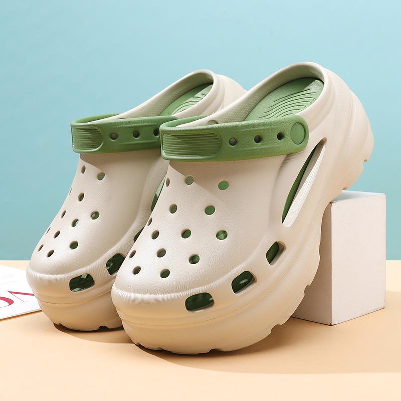 Women's Outdoor Anti-Slip Odor-Resistant Thick-Soled Height-Boost Color-Block Sandals & Summer Slippers