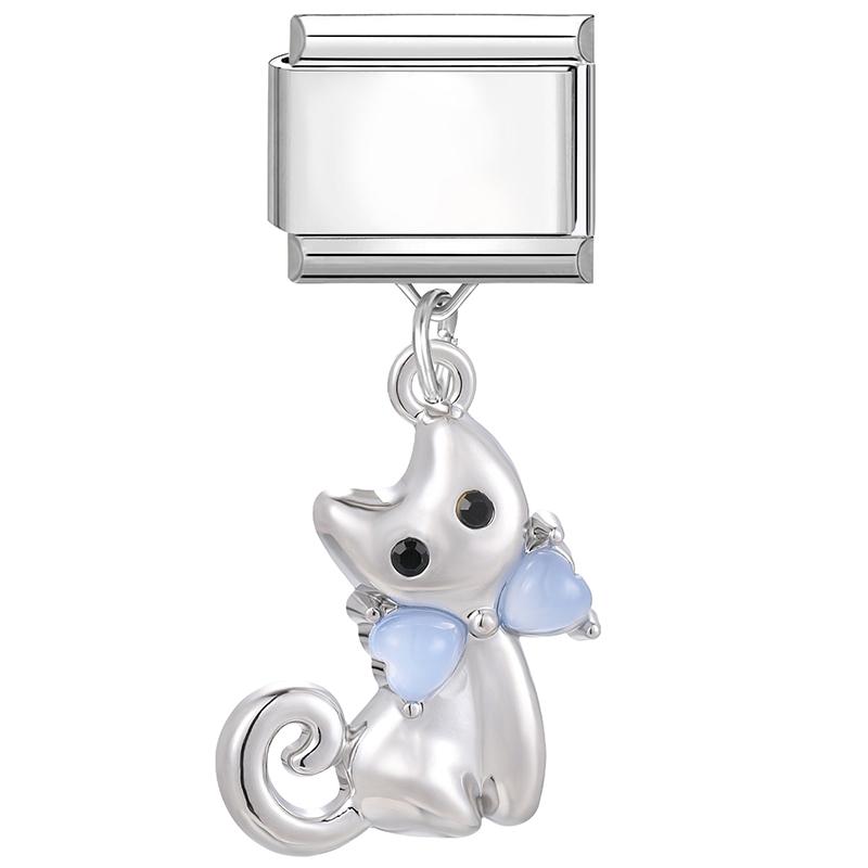 Glitter Bow Cat Butterfly Crab Star Flower Pendant Italian Charm Links Fit 9mm Stainless Steel Bracelet Women DIY Making Jewelry