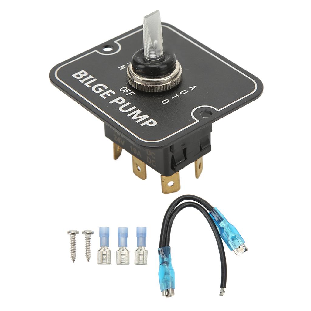 Bilge Pump Control Switch Aluminum Lighted Automatic Off Manual Panel Switch for Boat Marine 12 24V