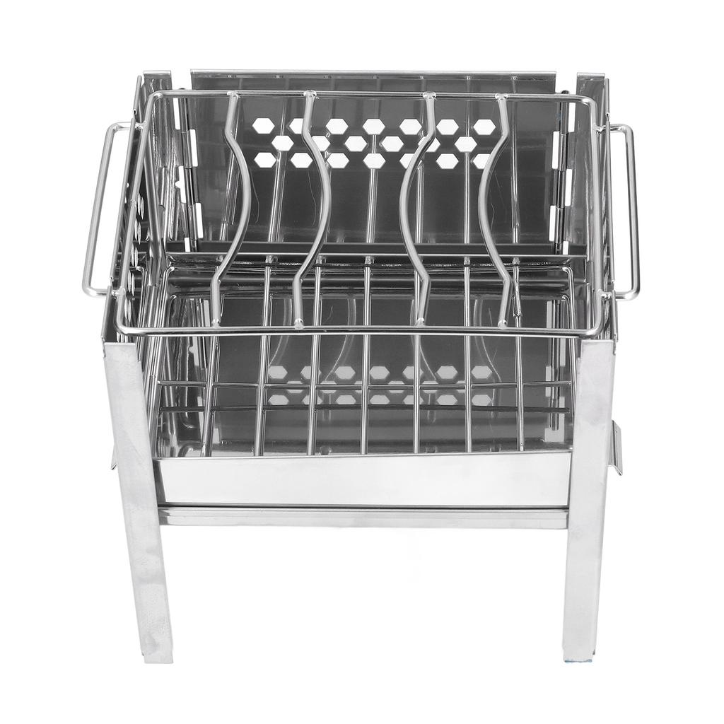 Gas Stove Foldable Stainless Steel Square BBQ Stove with Baffle for Camping Hiking Backpacking