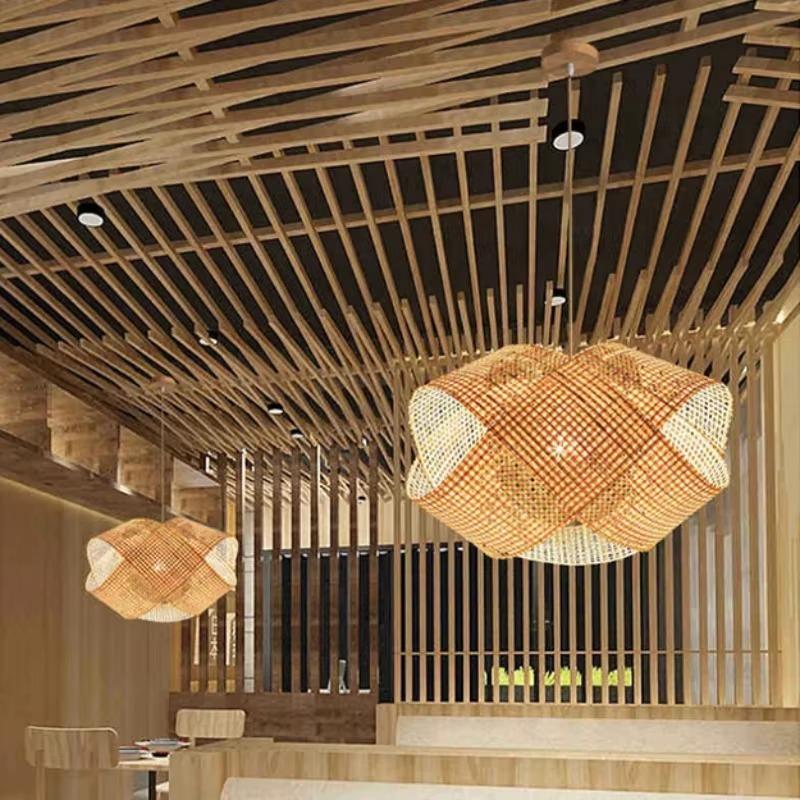 Tea Room Tea Table Hotel Restaurant Paper Japanese Lamps Bamboo Chandelier Durlite New Chinese Style Creative Restaurant