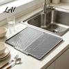 Flexible Draining Tray Silicone Dish Drying Mat for Kitchen Counter Heat Resistant Non-Slip Drain Food Grade Accessory Pad with Drainage Spout