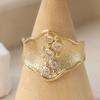 Vintage Women's Golden Ring Irregular Designed Inlaid Synthetic Zirconia Daily Party Banquet Luxury Fashion Jewelry Accessories