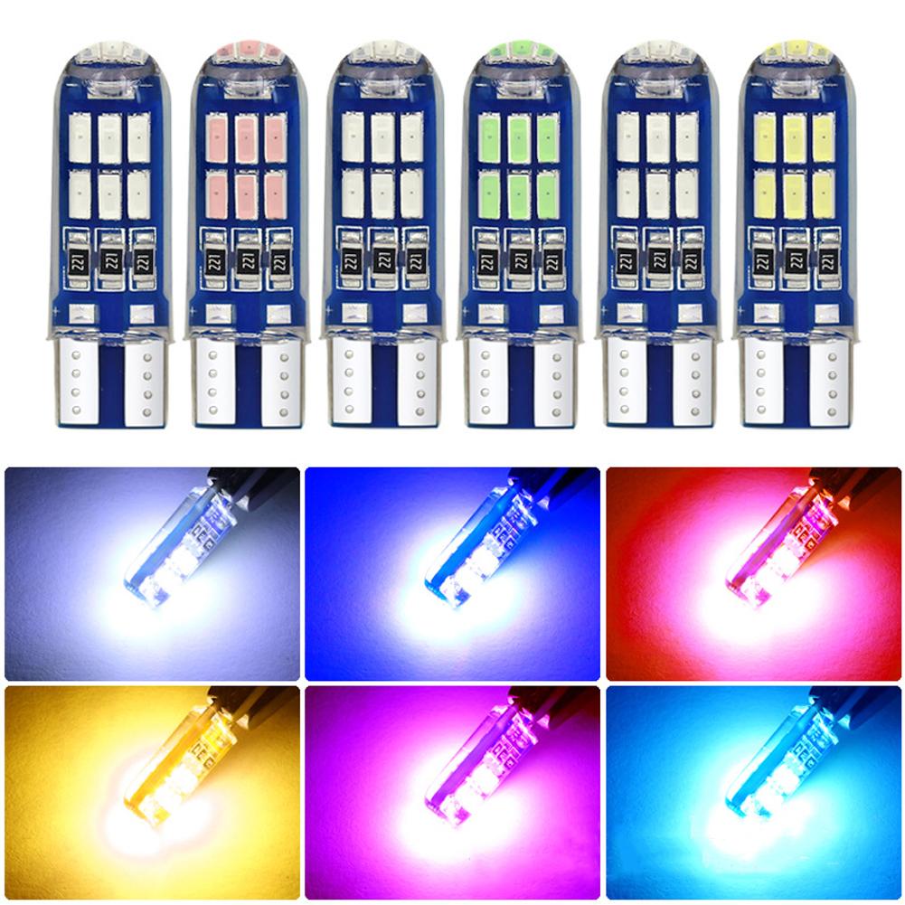 2PCS 15LED W5W T10 LED CANBUS No Error 5W5 12V 3W Super Bright Car Interior Side Light 194 4014 SMD Auto Bulb White Amber Red
