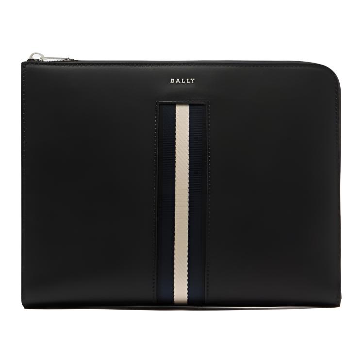 Bally Letter Logo Leather Clutch Men clutch Black 6310089 Basic Set (Bag+Dust Bag)