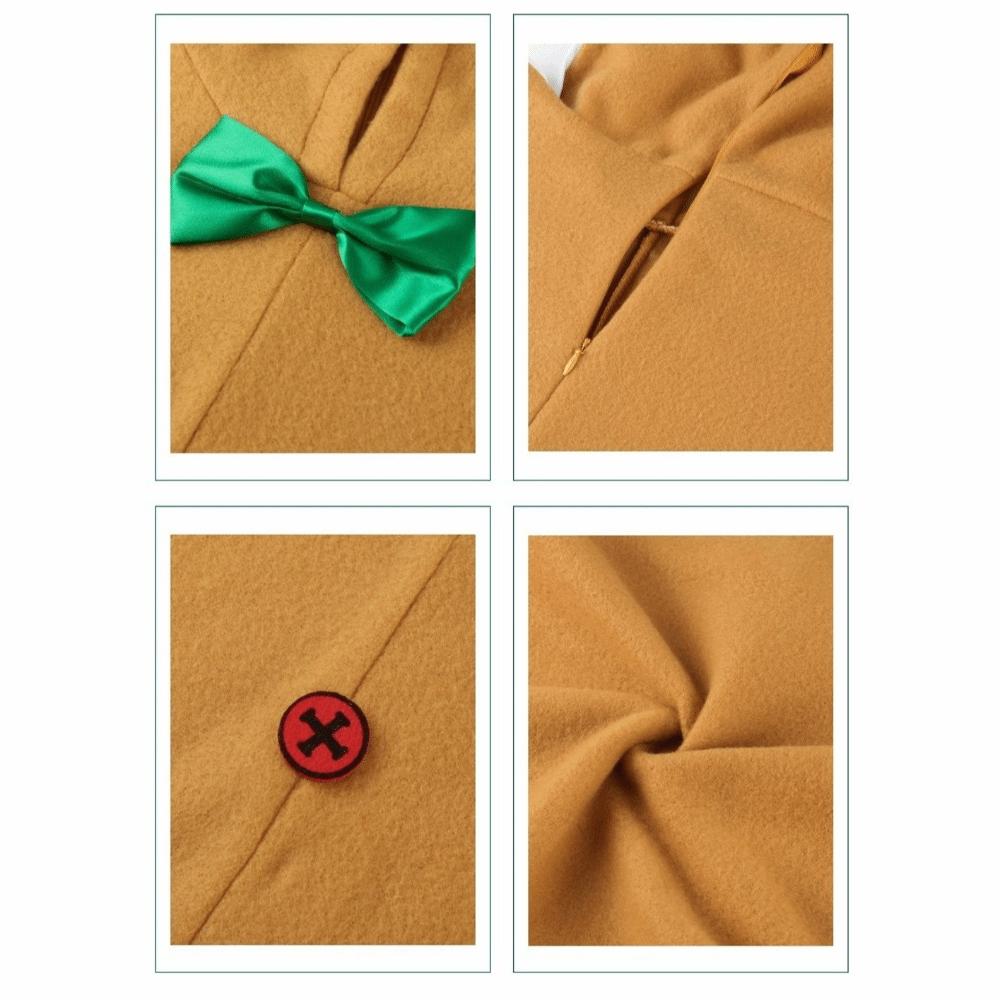 Tuta con Cerniera a Forma di Omino di Pan di Zenzero con Cappuccio Costume di Natale per Bambini