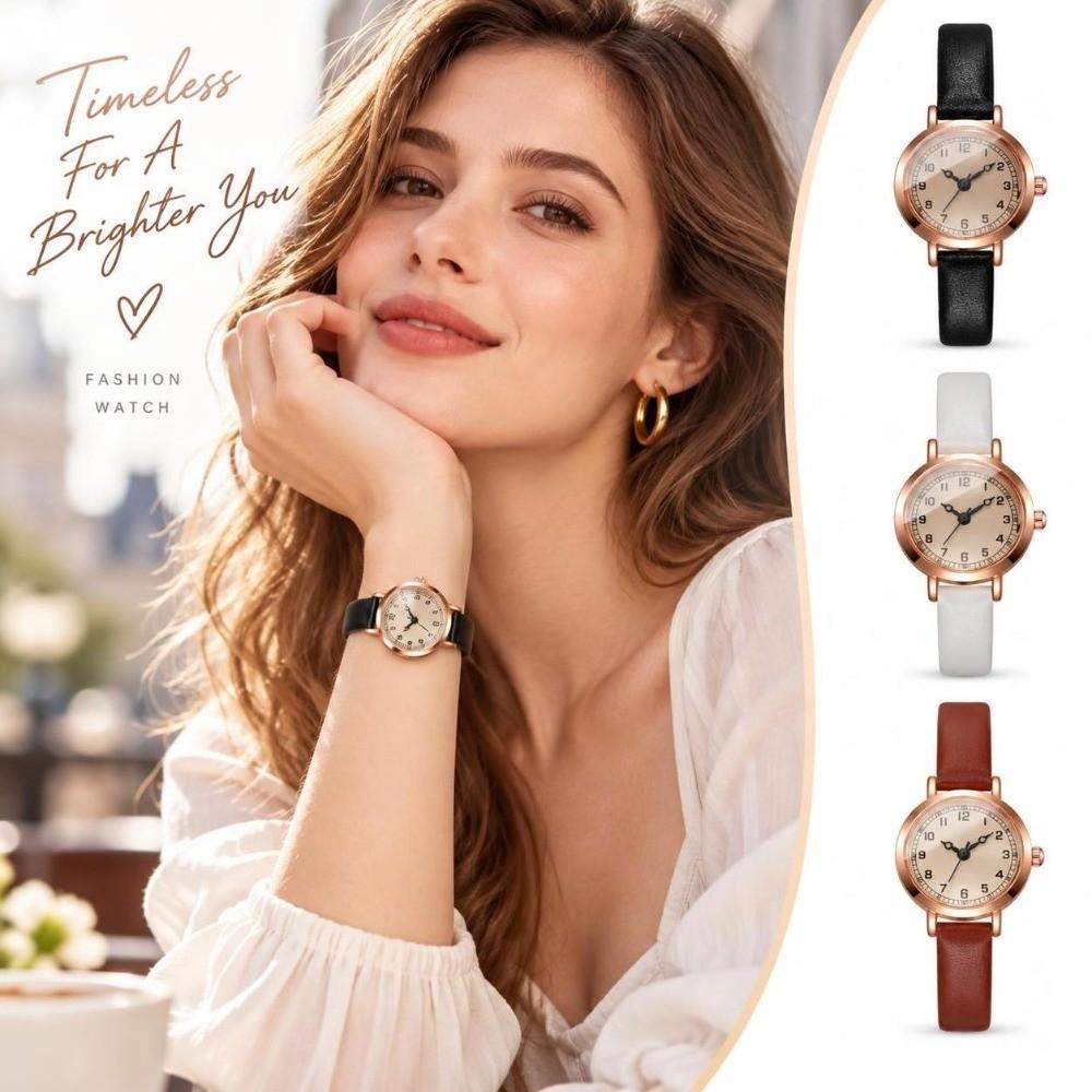 New Ultra-Thin Case Women Quartz Wristwatch Leather Strap Lightweight Wrist Watch Minimalist Watch Women