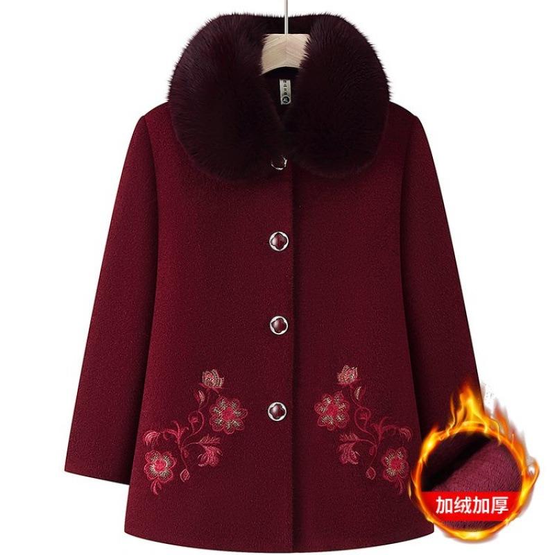 Autumn and Winter Woolen Jacket, Plush Thermal Clothing, Thickened Clothes, Old Lady