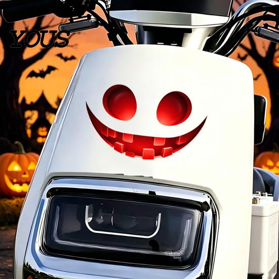 Luminous Bathroom Wall Art Glow In The Dark Sticker, Self-adhesive Ghost Face Shape Decals, Decorative Stickers for Toilets Halloween Waterproof