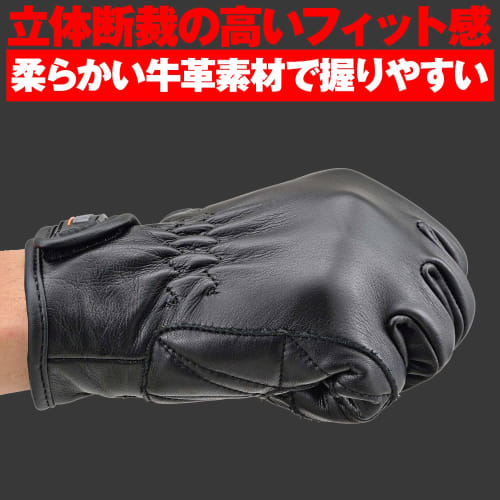 Daytona Motorcycle Gloves Spring/Summer/Autumn/Winter Genuine Leather (Cowhide) Compatible with Smartphones Cow Leather Standard Gloves HBG-109 Black